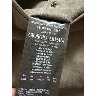 New $1395 Giorgio Armani Men Linen Pants dark olive gray 36 US/52 Eu