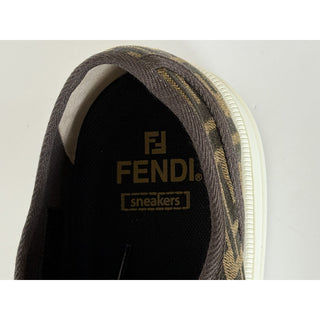 Fendi Domino FF Jacquard Sneakers Brown Men 12 US (11 Fendi) IT 7E1553 NIB $770