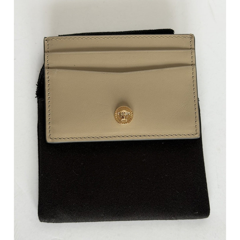 Versace Medusa Head Brown Calf Leather Card Case Wallet 1013363 Italy NIB
