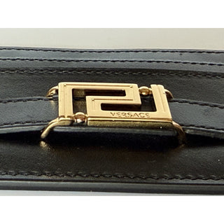 Versace Greca Black Calf Leather Card Case Wallet 1023433 Italy NIB