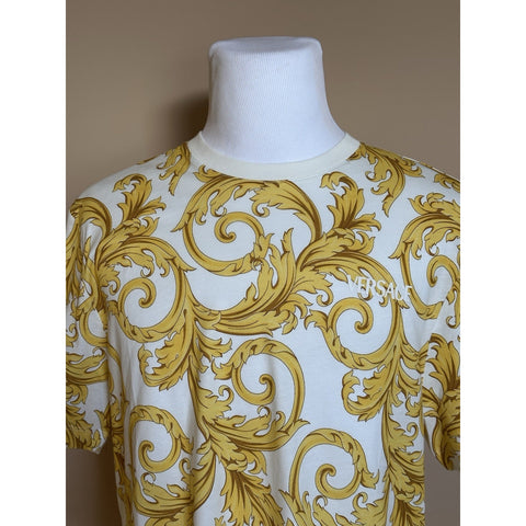 Versace Baroque Cotton Jersey T-Shirt White/Gold 6XL 1019460 NWT