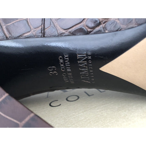 NIB $825 Armani Collezioni Women's High Heel Leather Dress Shoes 9 US X5E016 IT