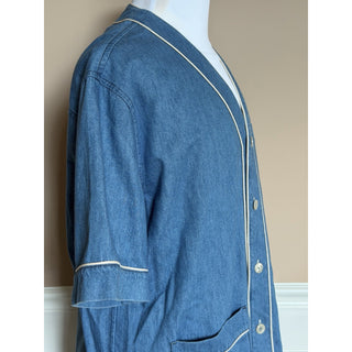 Gucci Varsity G Patch Denim Shirt Bright Blue Men 48 Euro (Oversized) 753105 NWT