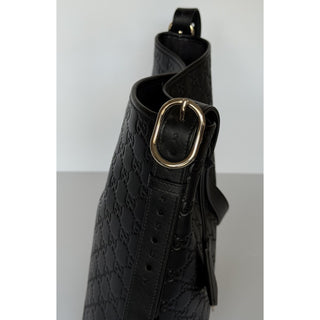 Gucci GG Emblem Leather Medium Black Tote Shoulder Bag 847452 Italy NWOT