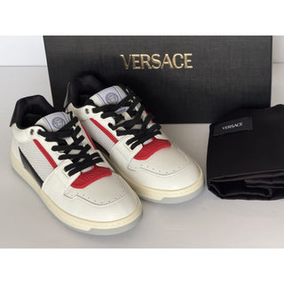 Versace Low Top Leather Sneakers White/Black/Red Men 8 US (41 Eu) IT 1022558 NIB