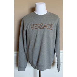 Versace Embroidered Non-brushed Sweater Gray Large 1011852 NWT $1000