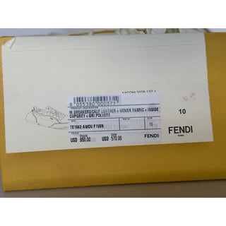 Fendi Fit FF Jacquard Suede Sneakers Grey Men 11 US (10 Fendi) 7E1842 NIB $950