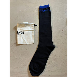 NWT $260 Fendi FF Logo Karligraphy Socks Black Size M Italy
