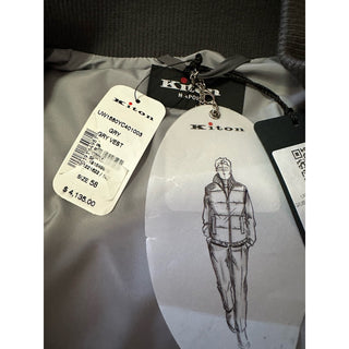 New $4135 Kiton Quilted Stand-Collar Puffer Vest Gilet Gray Size 46 US/58 Eu