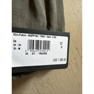 New $1395 Giorgio Armani Men Linen Pants dark olive gray 36 US/52 Eu