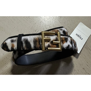 New $750 Fendi Womens FF Logo Leather Belt Black/Brown/White 34/85