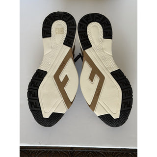 Fendi Flow FF Logo Sneakers Brown/Beige Men 12 US (11 Fendi) 7E1392 NIB $995