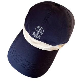 NWT Brunello Cucinelli Men Logo Print Baseball Cap Hat Navy Size L