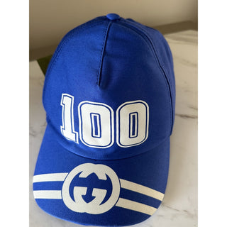 NWT Gucci Mens GG Logo Baseball Cap hat Royal Blue Size L