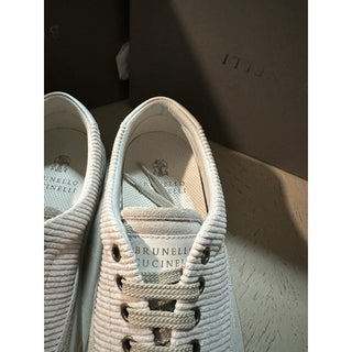 NIB $950 Brunello Cucinelli Men’s Suede Sneakers Shoes Ivory 9 US/42 Eu
