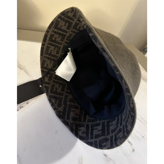 NWT $790 Fendi Classic Wool FF Logo Bucket Hat Size M Brown FXQ901