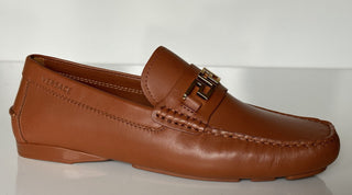 VERSACE Men's Brown Calf Leather Driver Shoes 7.5 US (40.5 Eu) DSU6014