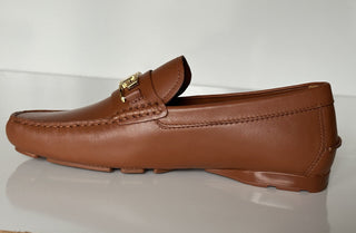VERSACE Men's Brown Calf Leather Driver Shoes 7.5 US (40.5 Eu) DSU6014