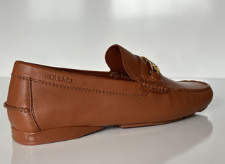 VERSACE Men's Brown Calf Leather Driver Shoes 7.5 US (40.5 Eu) DSU6014