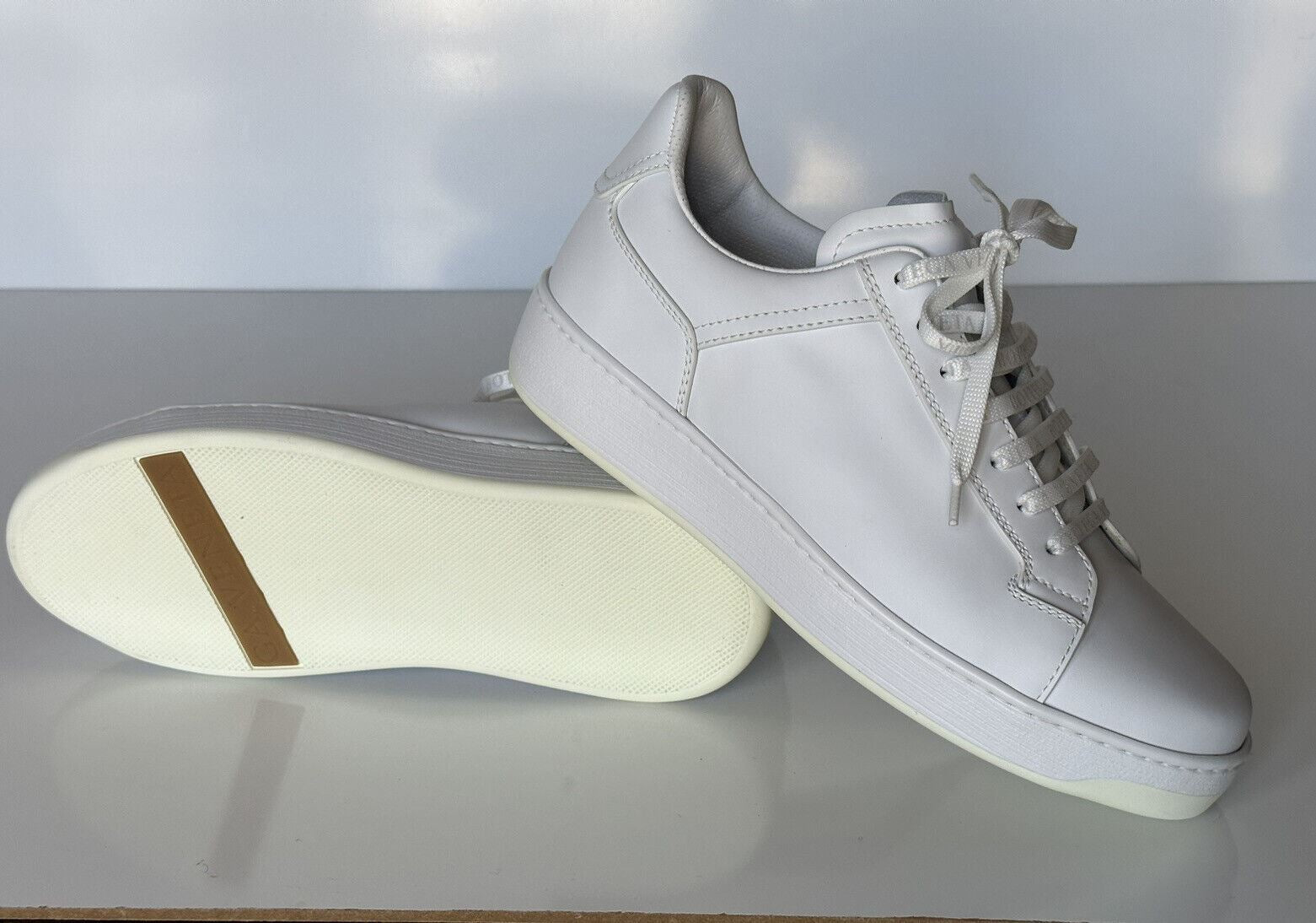 Bottega Veneta Men's White Calf Leather Sneakers 6 US (39) 578298 9122 NIB $690