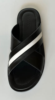 NIB $560 Bally Men's Jaabir Leather Black Slides Sandals 11.5 US (44.5) 6231507