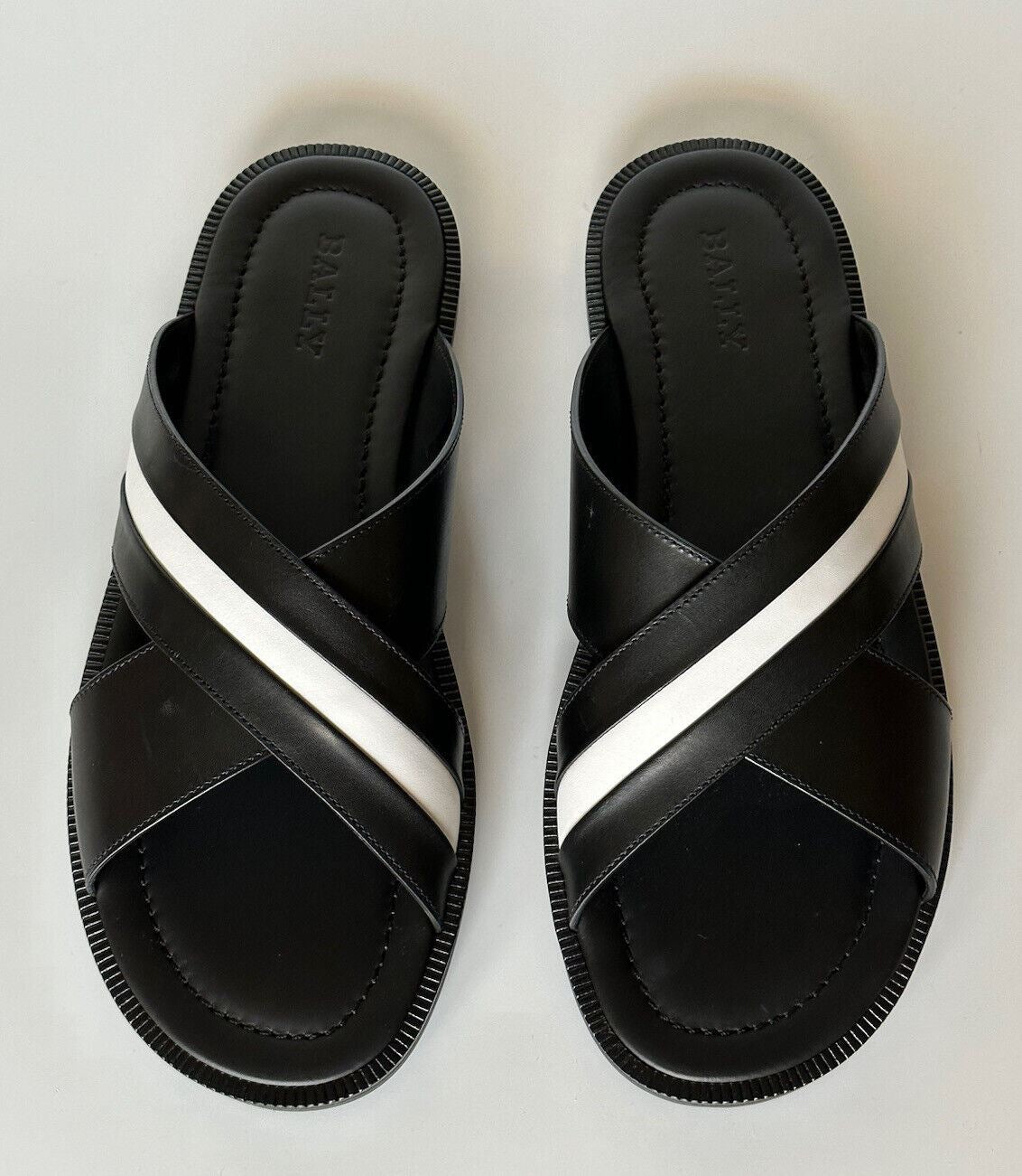 NIB $560 Bally Men's Jaabir Leather Black Slides Sandals 11.5 US (44.5) 6231507