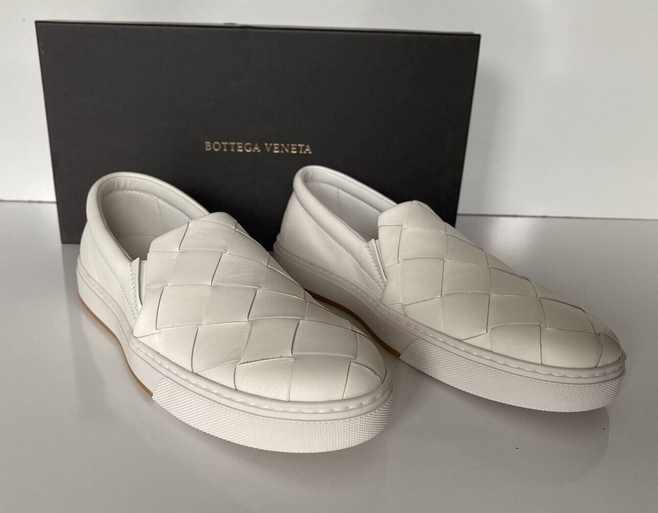 Bottega Veneta Rubber Sole Calf Leather Optic White Shoes 8 US 608751 NIB $760