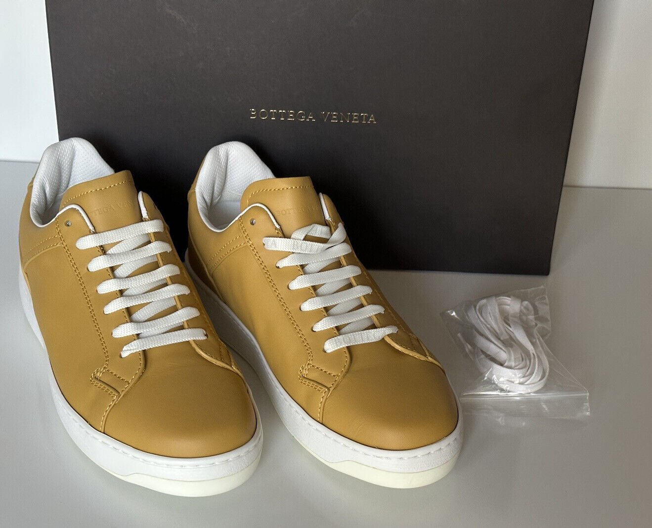 Bottega Veneta Calf Leather Butterscotch Sneakers 6 US (39) 578298 7721 NIB $690