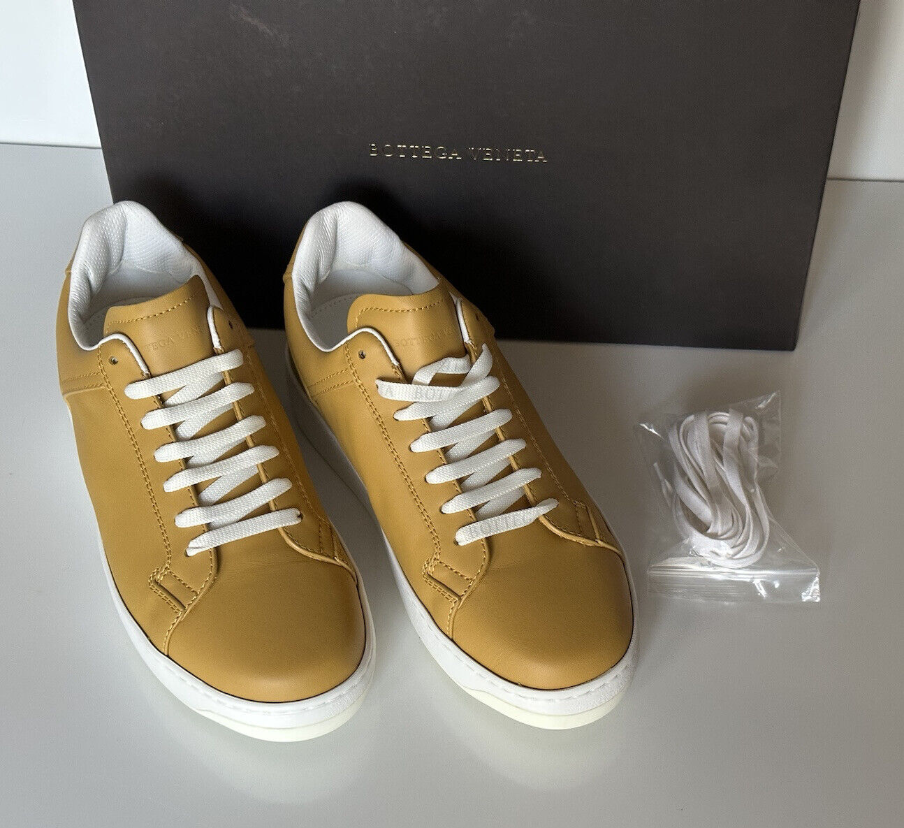 Bottega Veneta Calf Leather Butterscotch Sneakers 6 US (39) 578298 7721 NIB $690