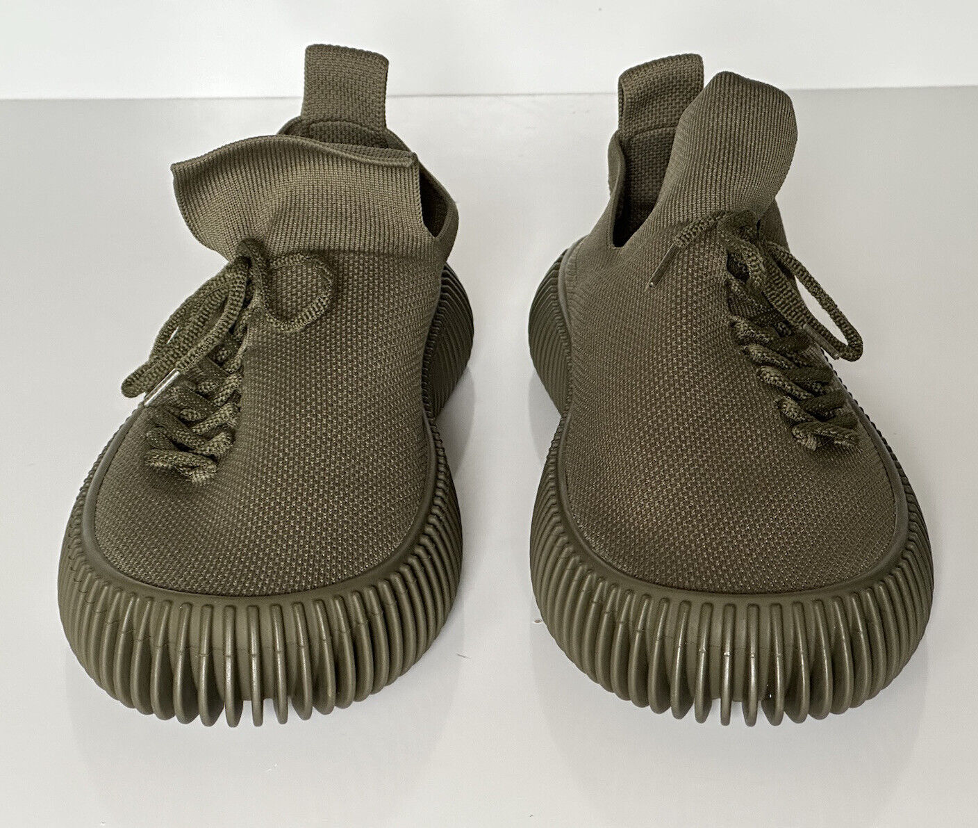 Bottega Veneta Men's Tech Knit Stretch Khaki Sneakers 12 US (45) 690112 NIB $920
