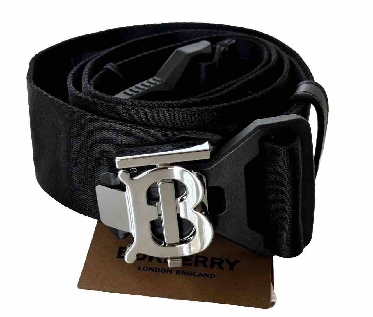 New $440 Burberry Sport Clip TB Buckle Nylon Black Belt 46/115 Italy 8051510