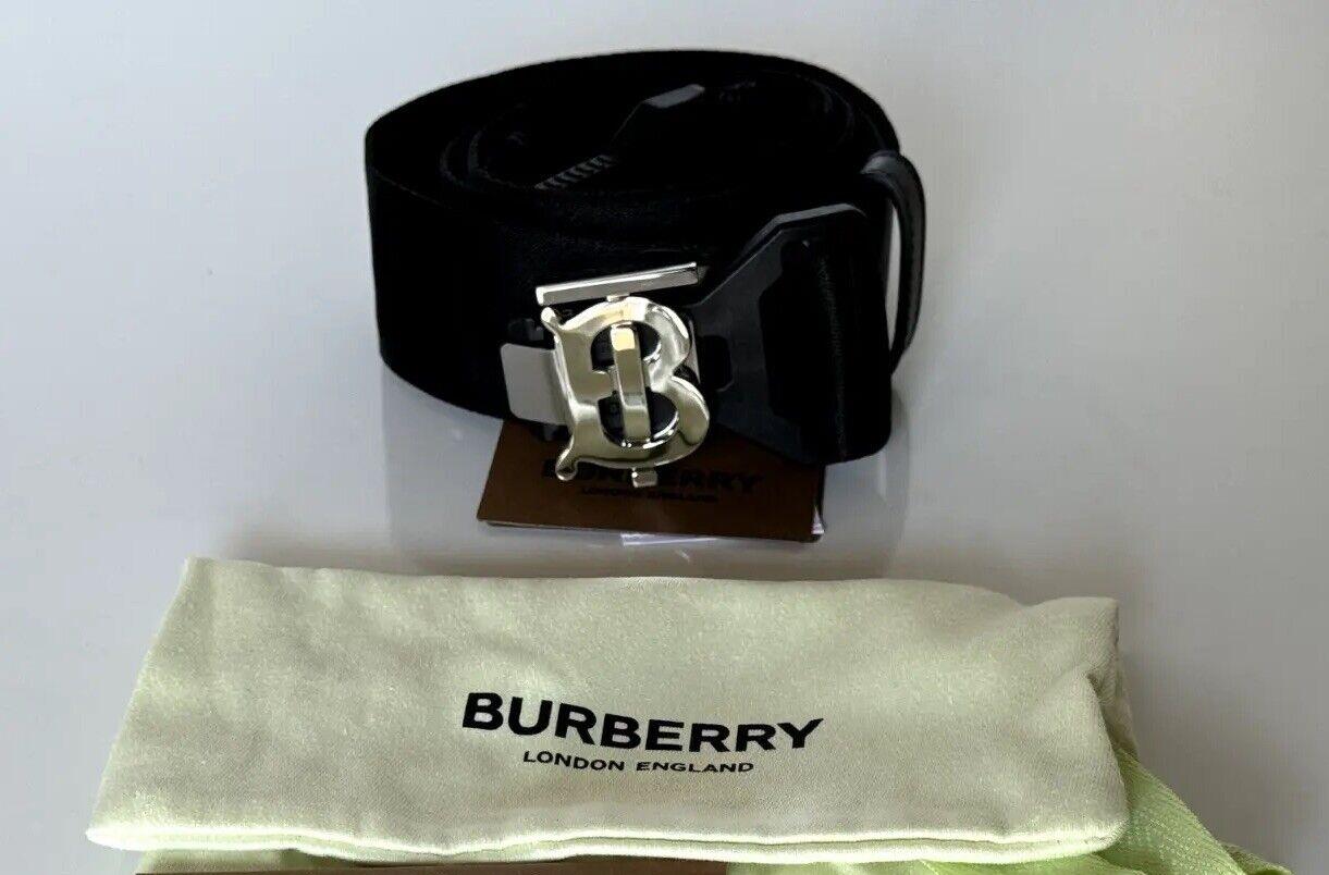 New $440 Burberry Sport Clip TB Buckle Nylon Black Belt 46/115 Italy 8051510