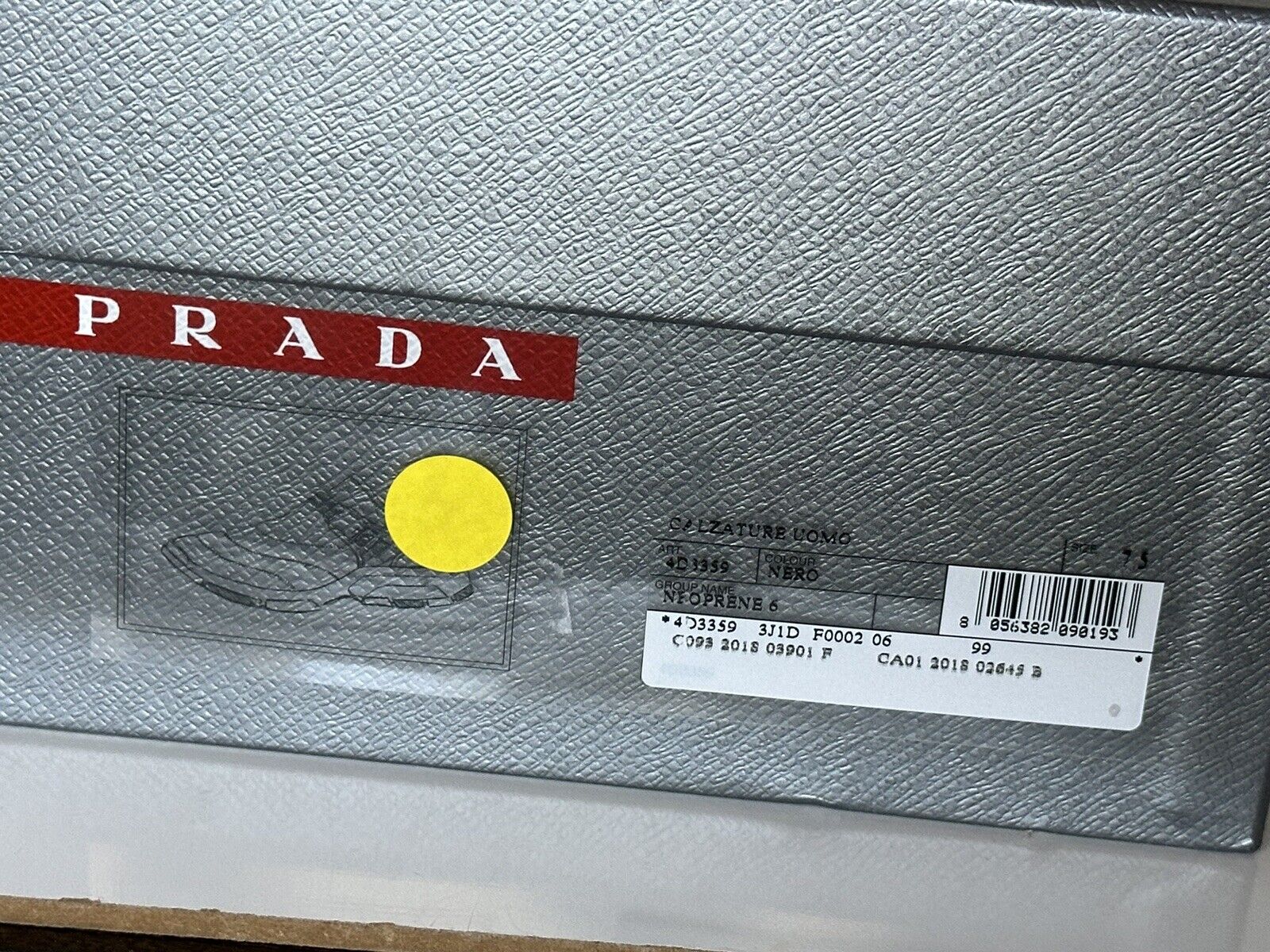 Prada Black Men's Sneakers Strap 8.5 US (41.5 Euro) Made in Italy 4D3359
