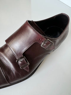 Giorgio Armani Men’s Brown Leather Monk Strap Shoes 9.5 US (8.5 IT) X2L072 Italy