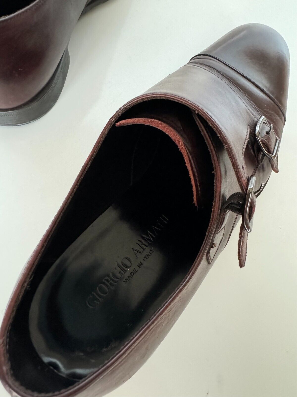 Giorgio Armani Men’s Brown Leather Monk Strap Shoes 9.5 US (8.5 IT) X2L072 Italy