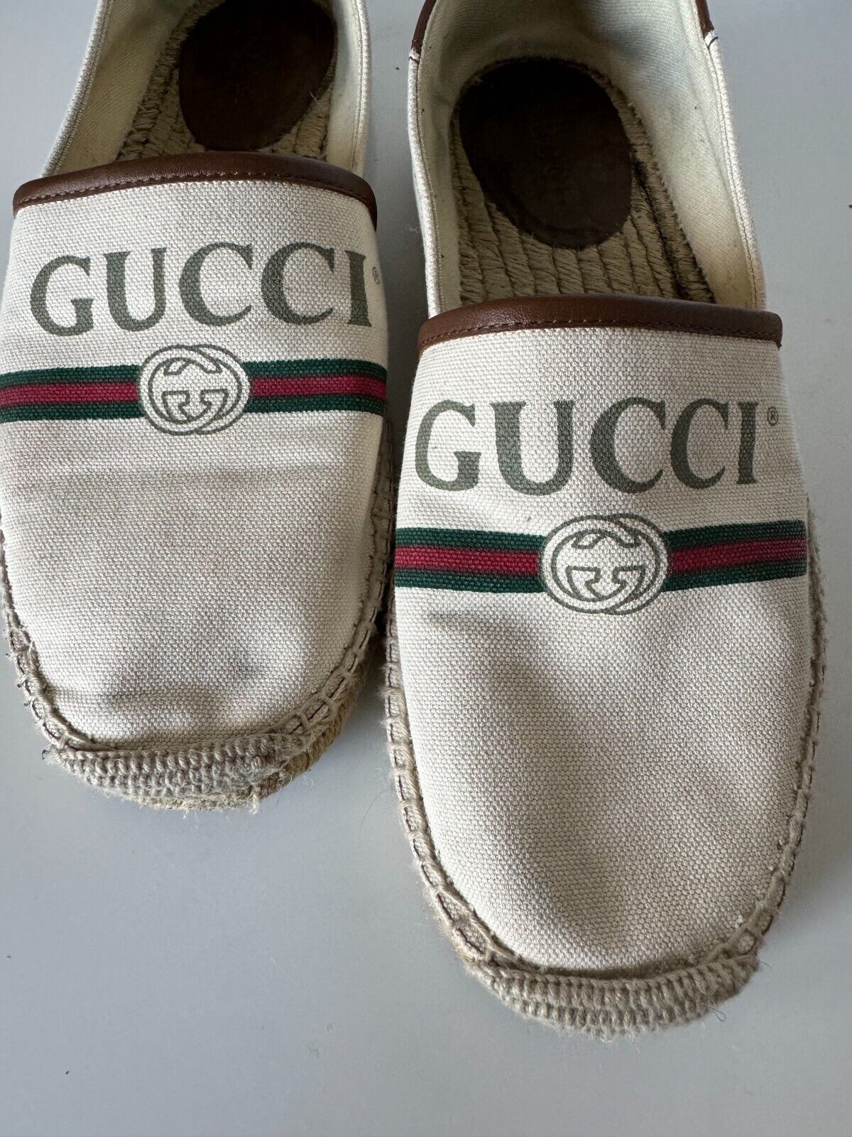 Gucci Men’s Espadrilles Shoes Beige Logo 9 US  Italy