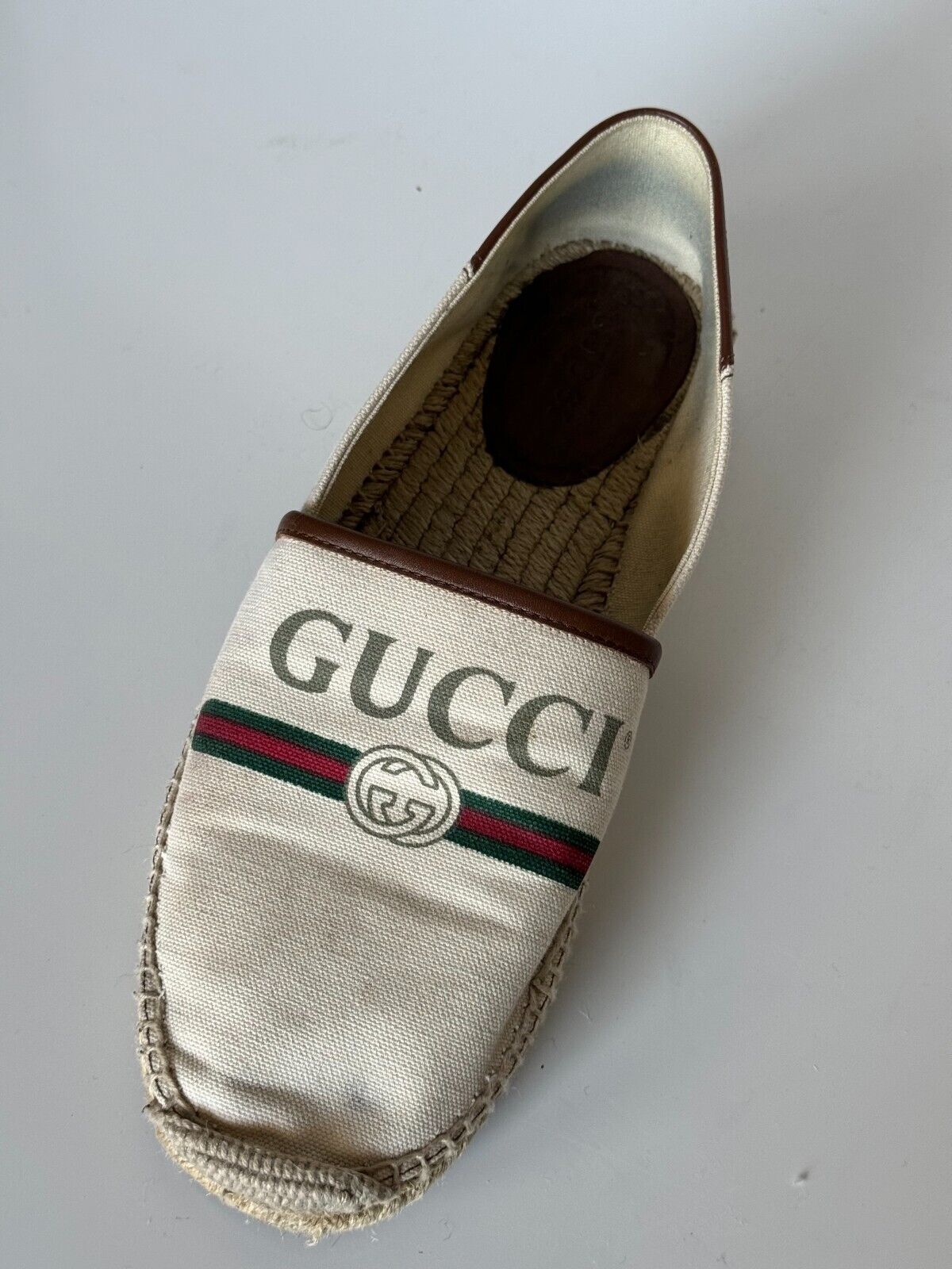 Gucci Men’s Espadrilles Shoes Beige Logo 9 US  Italy