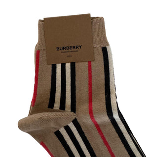 NWT Burberry Check Socks Beige Size S (35-37 Euro)