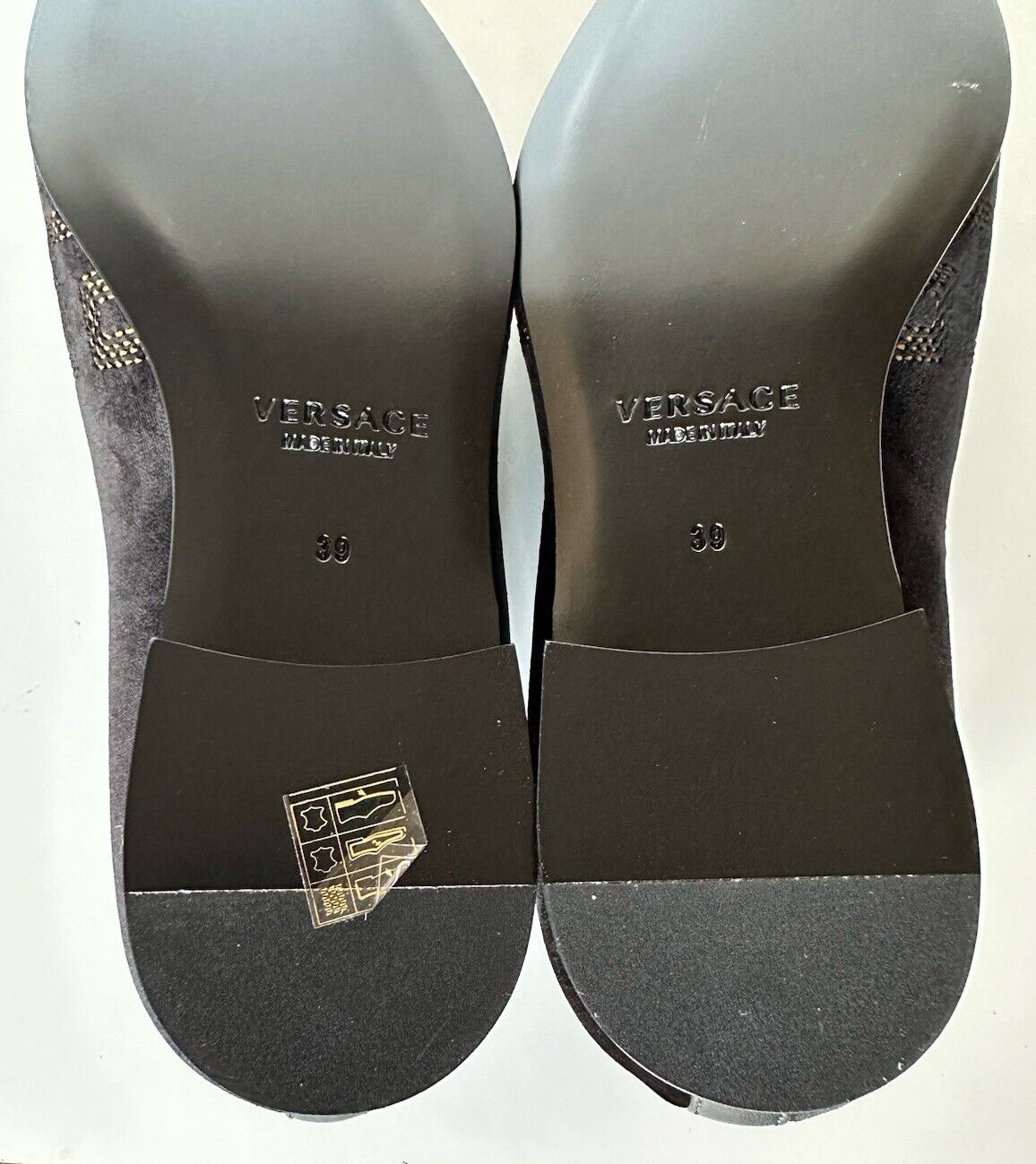 NIB $850 VERSACE Greca Men's Suede Black Loafers Shoes 6 US (39 Euro) IT 1003792