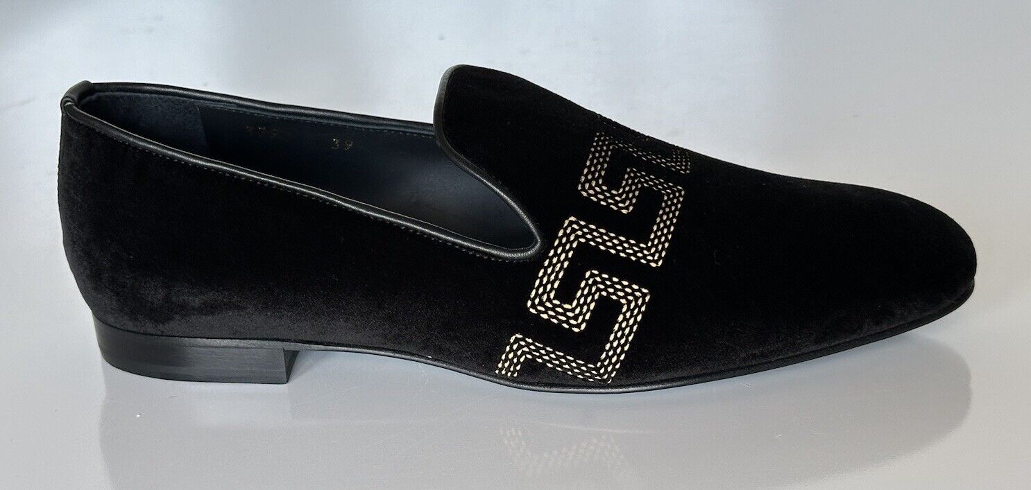NIB $850 VERSACE Greca Men's Suede Black Loafers Shoes 7 US (40 Euro) IT 1003792