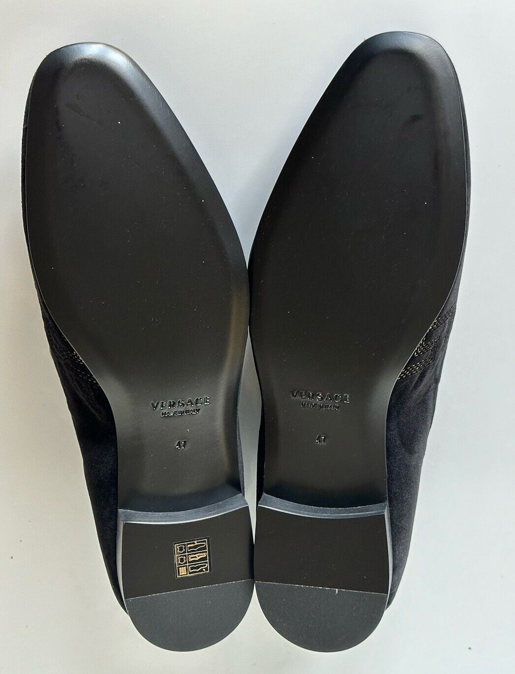 NIB $850 VERSACE Greca Men's Suede Black Loafers Shoes 14 US (47 Eu) IT 1003792