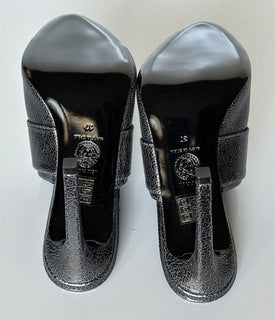 Versace Virtus Leather Black Sandals Shoes 7 US (37 Euro) Spain 1011901 NIB $990