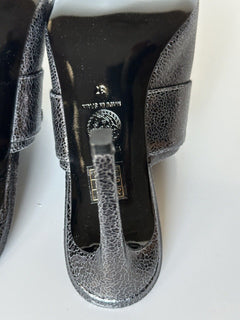 Versace Virtus Leather Black Sandals Shoes 7 US (37 Euro) Spain 1011901 NIB $990