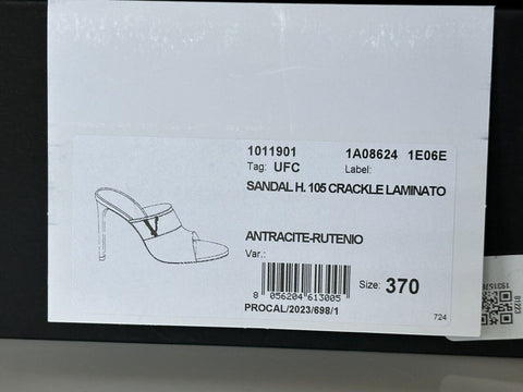 Versace Virtus Leather Black Sandals Shoes 7 US (37 Euro) Spain 1011901 NIB $990