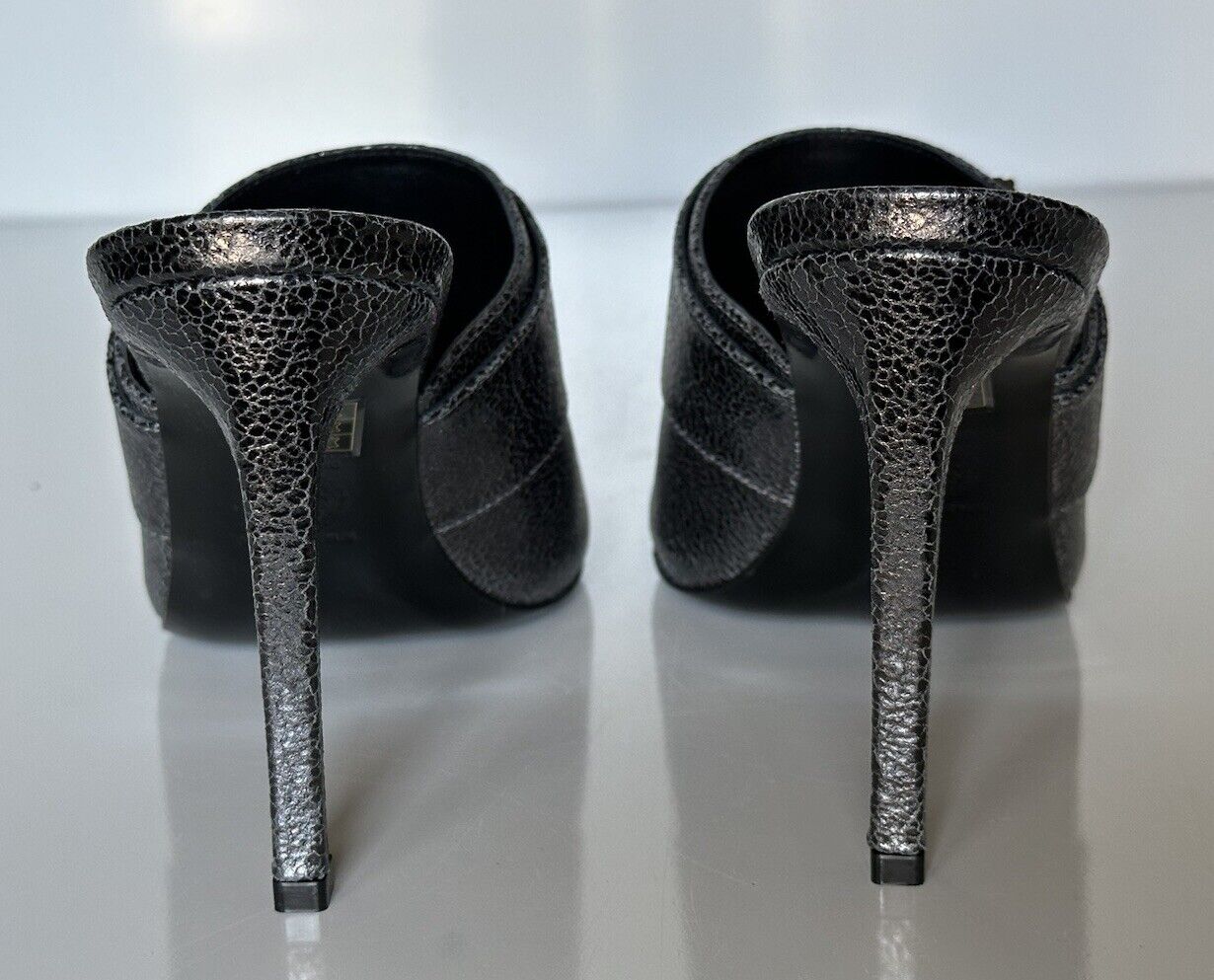 NIB $990 Versace Virtus Leather Black Sandals Shoes 7 US (37 Euro) Spain 1011901