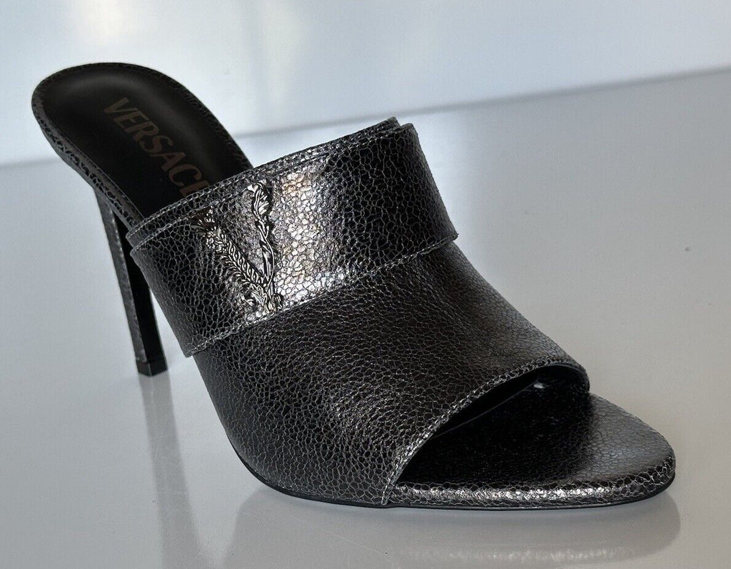 Versace Virtus Leather Black Sandals Shoes 8 US (38 Euro) Spain 1011901 NIB $990