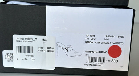 Versace Virtus Leather Black Sandals Shoes 8 US (38 Euro) Spain 1011901 NIB $990