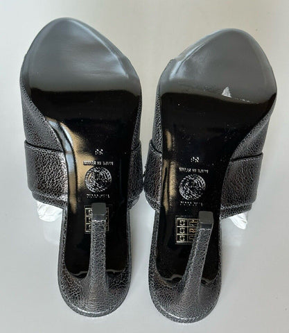 Versace Virtus Leather Black Sandals Shoes 8 US (38 Euro) Spain 1011901 NIB $990