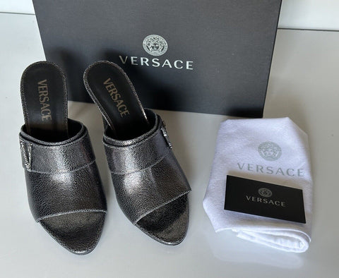 Versace Virtus Leather Black Sandals Shoes 9 US (39 Euro) Spain 1011901 NIB $990