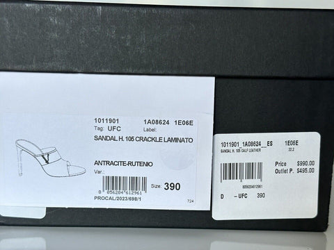 Versace Virtus Leather Black Sandals Shoes 9 US (39 Euro) Spain 1011901 NIB $990